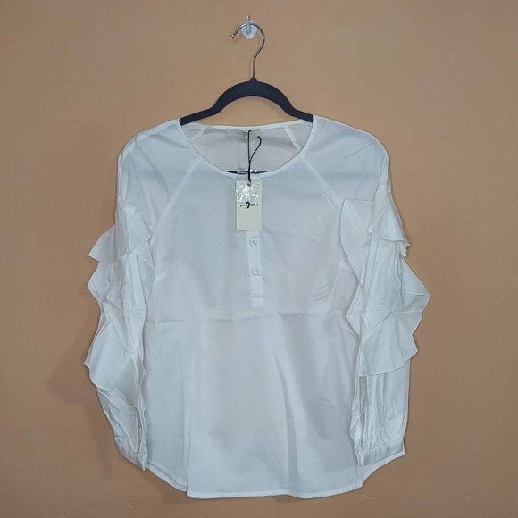 NWT 7 For All Mankind Ruffle Sleeve Blouse - Picture 1 of 9